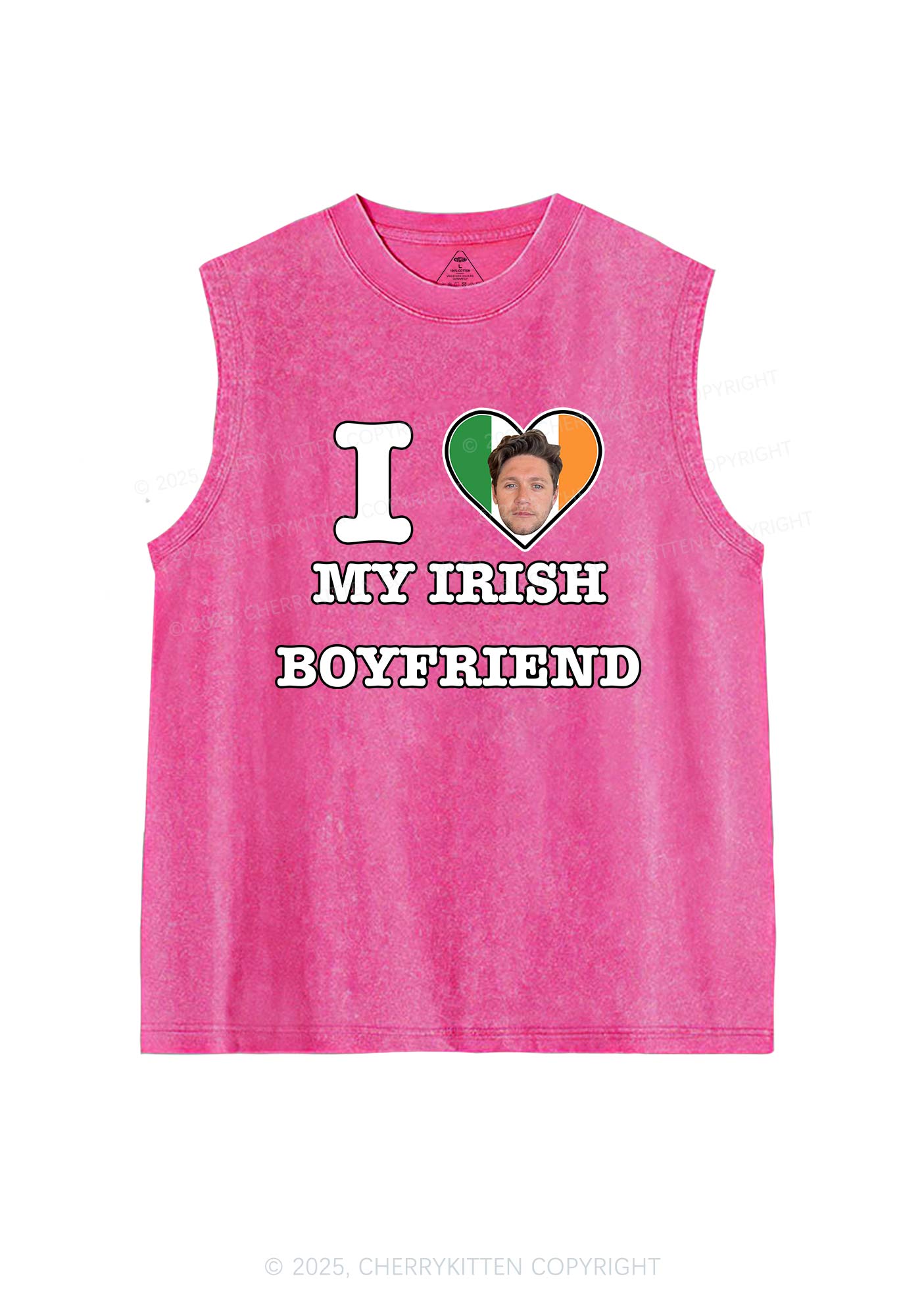 Custom Irish Boyfriend Photo St Patricks Y2K Washed Tank Cherrykitten