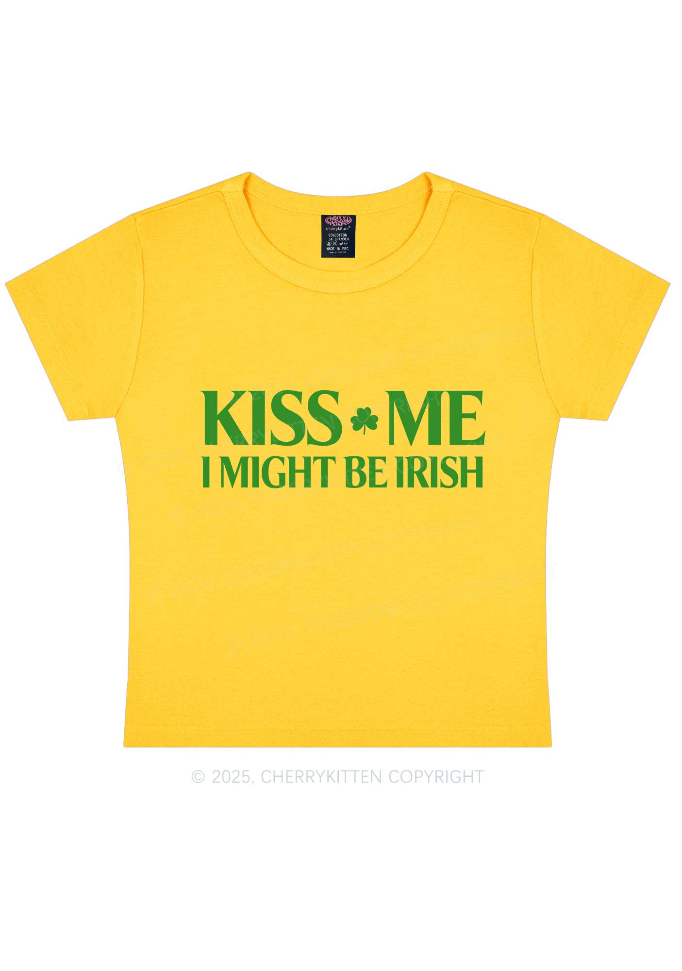 Kiss Me St Patricks Y2K Baby Tee Cherrykitten