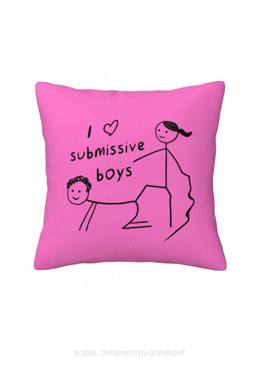 I Love S Boys Y2K Throw Pillow Cover Cherrykitten