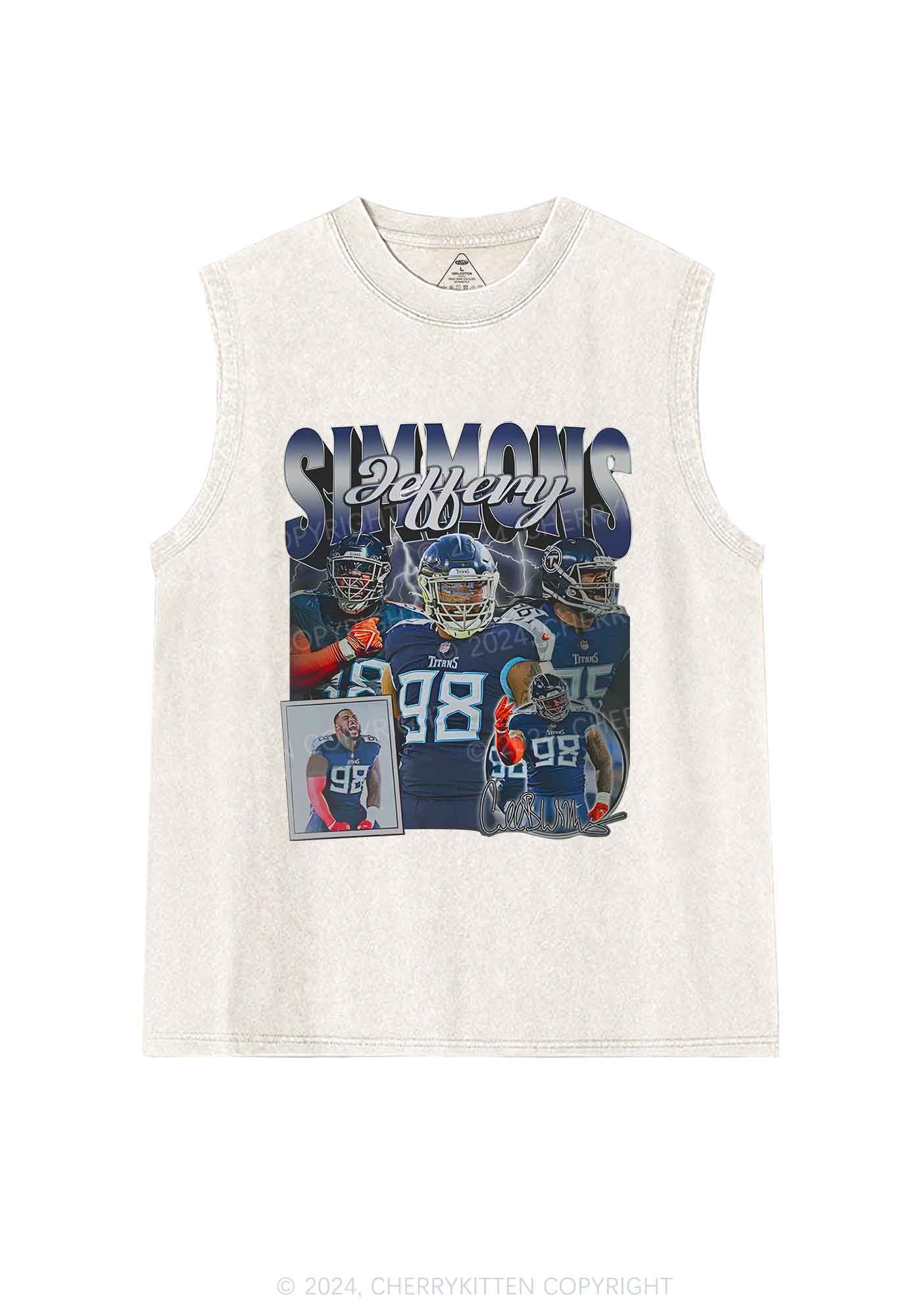 Blue JS Y2K Super Bowl Washed Tank Cherrykitten