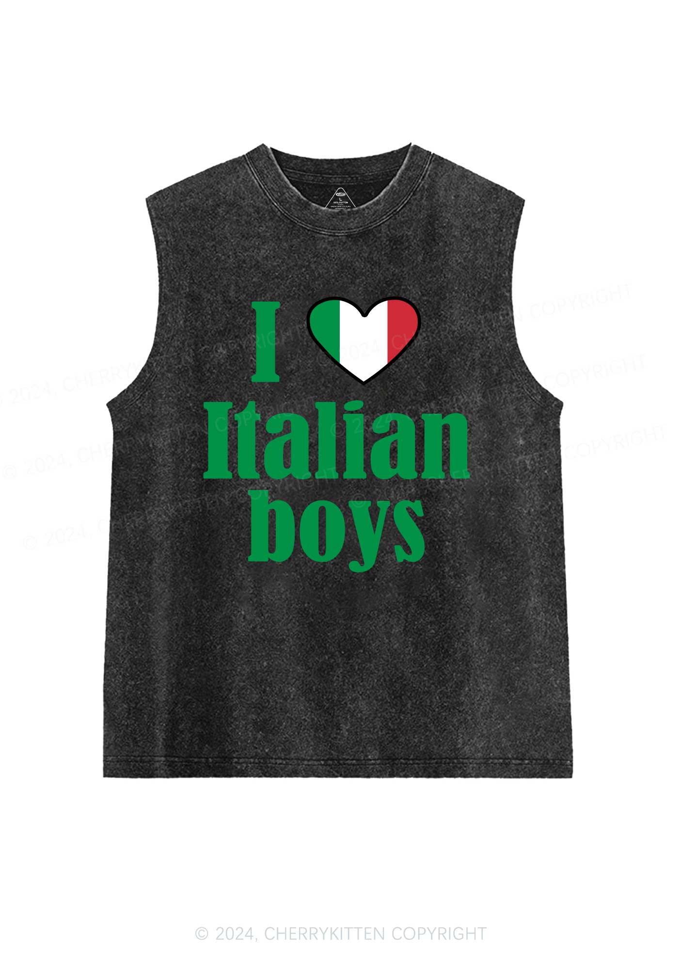 I Love Italian Boys Y2K Washed Tank Cherrykitten