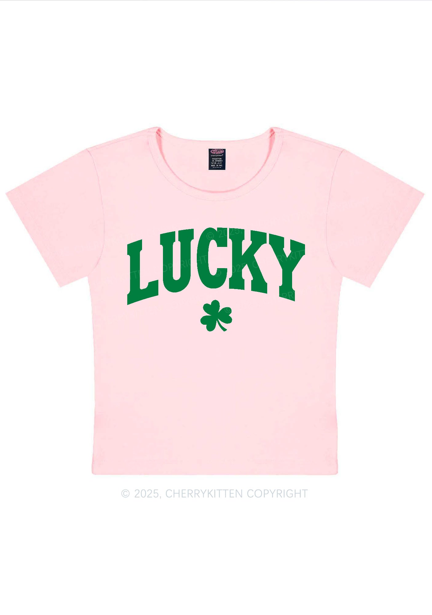 Lucky Shamrock St Patricks Y2K Baby Tee Cherrykitten