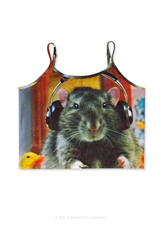 DJ Rat Duck Y2K Print Cami Crop Top Cherrykitten