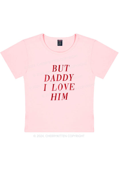 Embroidered Daddy I Love Him Y2K Baby Tee Cherrykitten