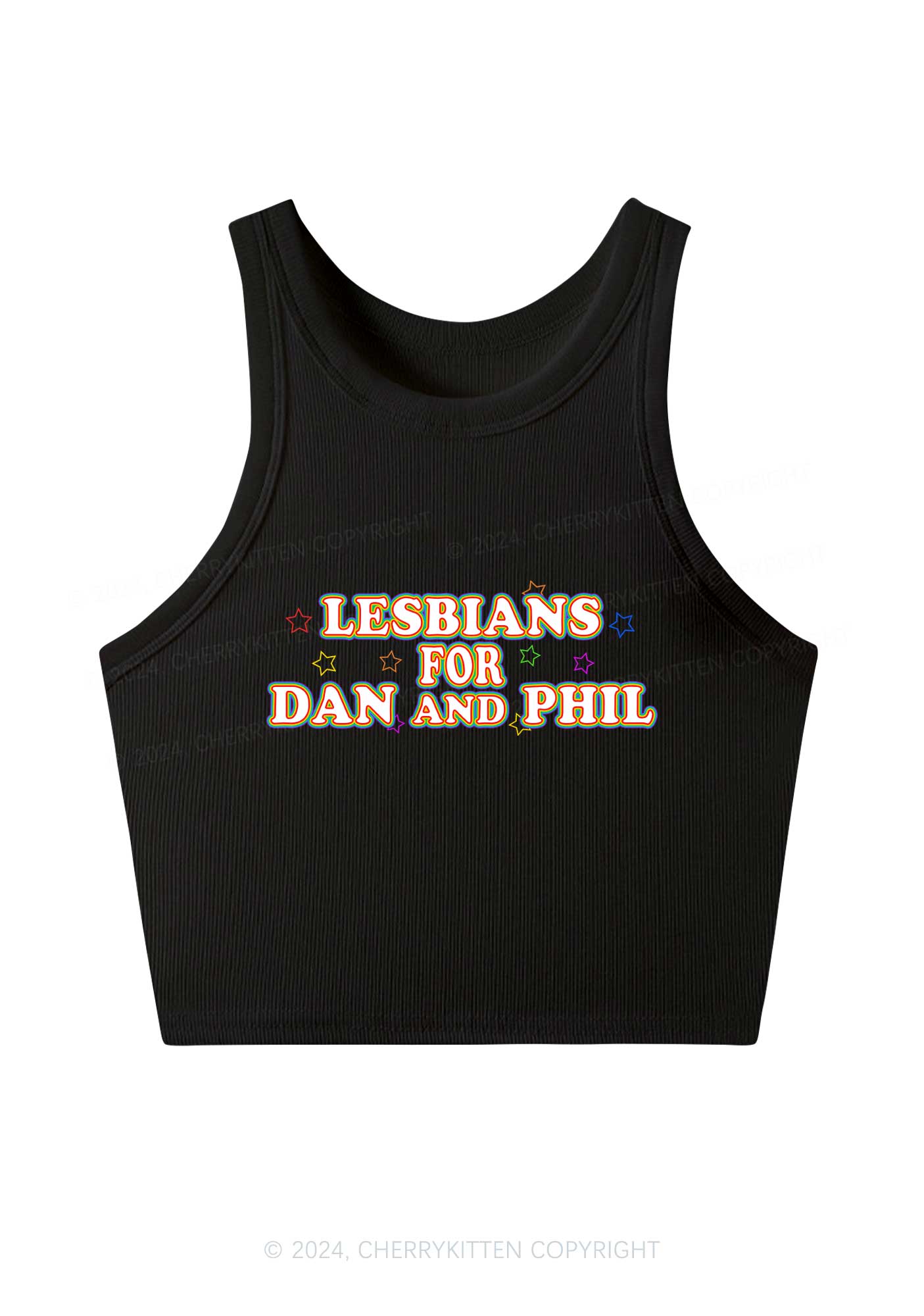 Lesbians For Dan Y2K Crop Tank Top Cherrykitten