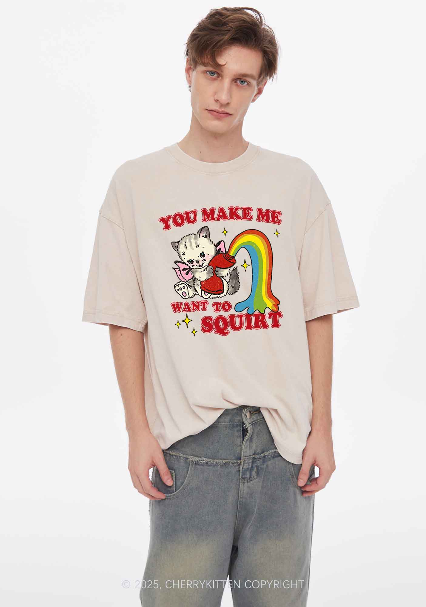 You Make Me Squirt Y2K Washed Tee Cherrykitten