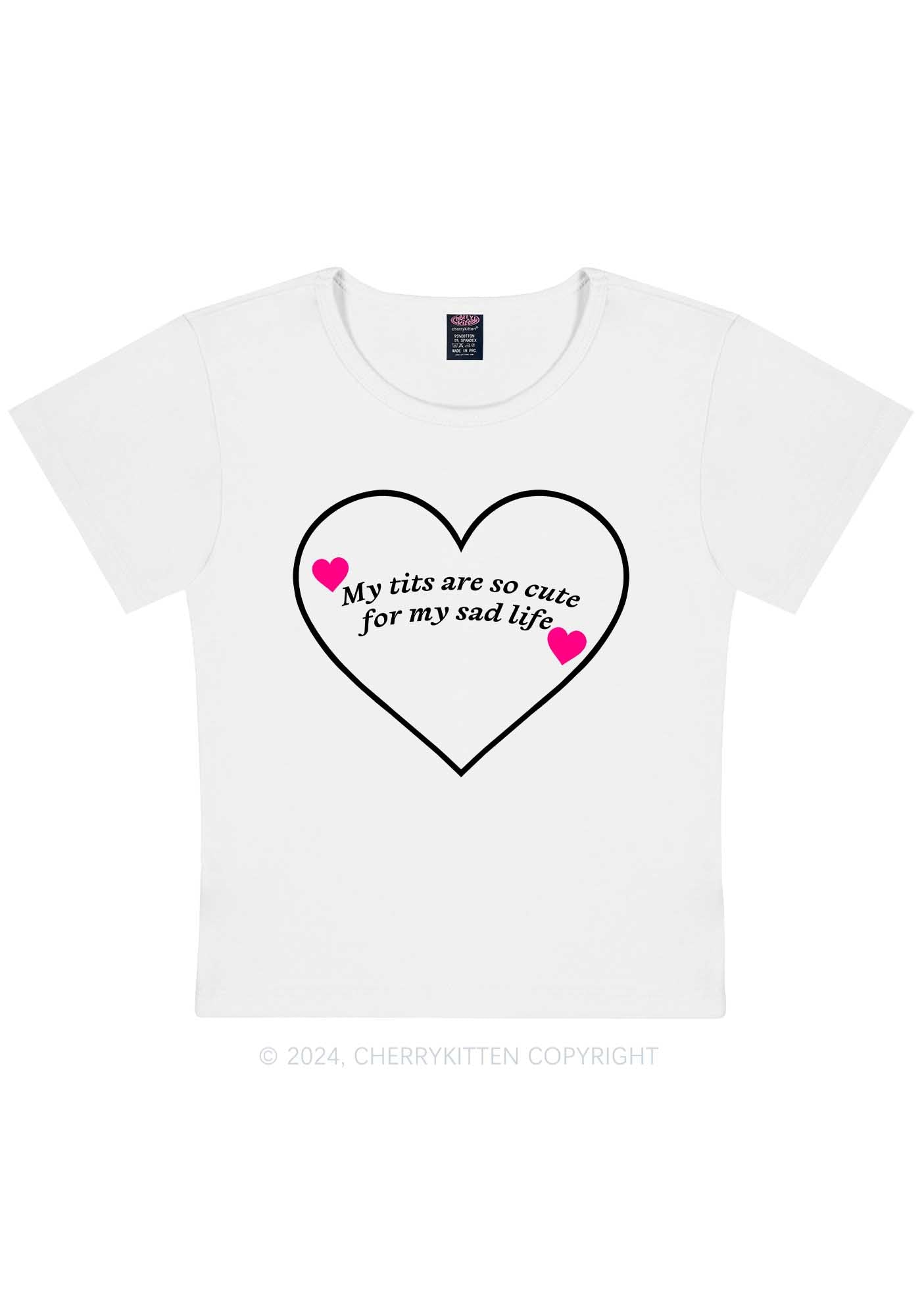 Cute Txts Sad Life Y2K Baby Tee Cherrykitten