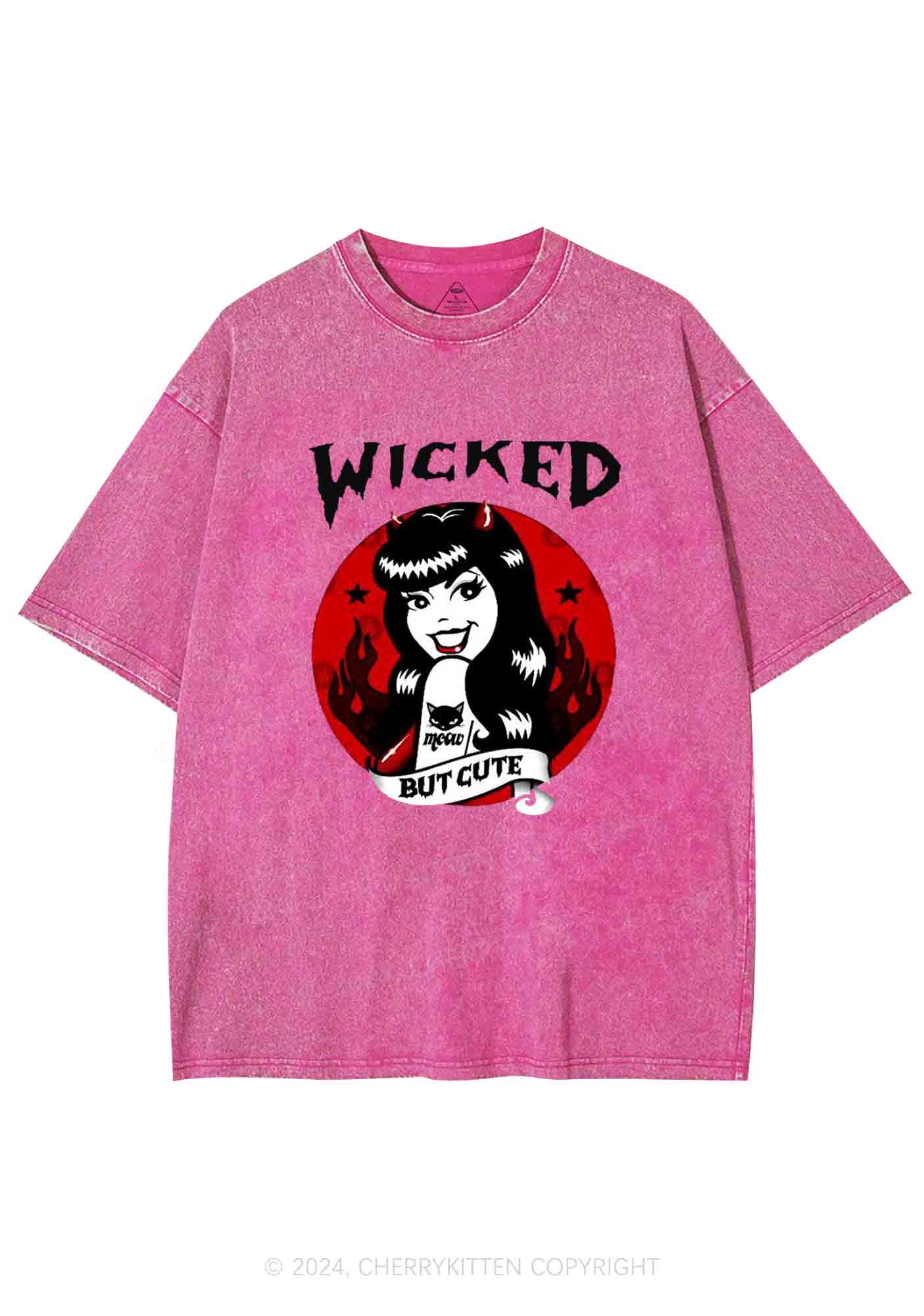 Halloween Wicked But Cute Y2K Washed Tee Cherrykitten