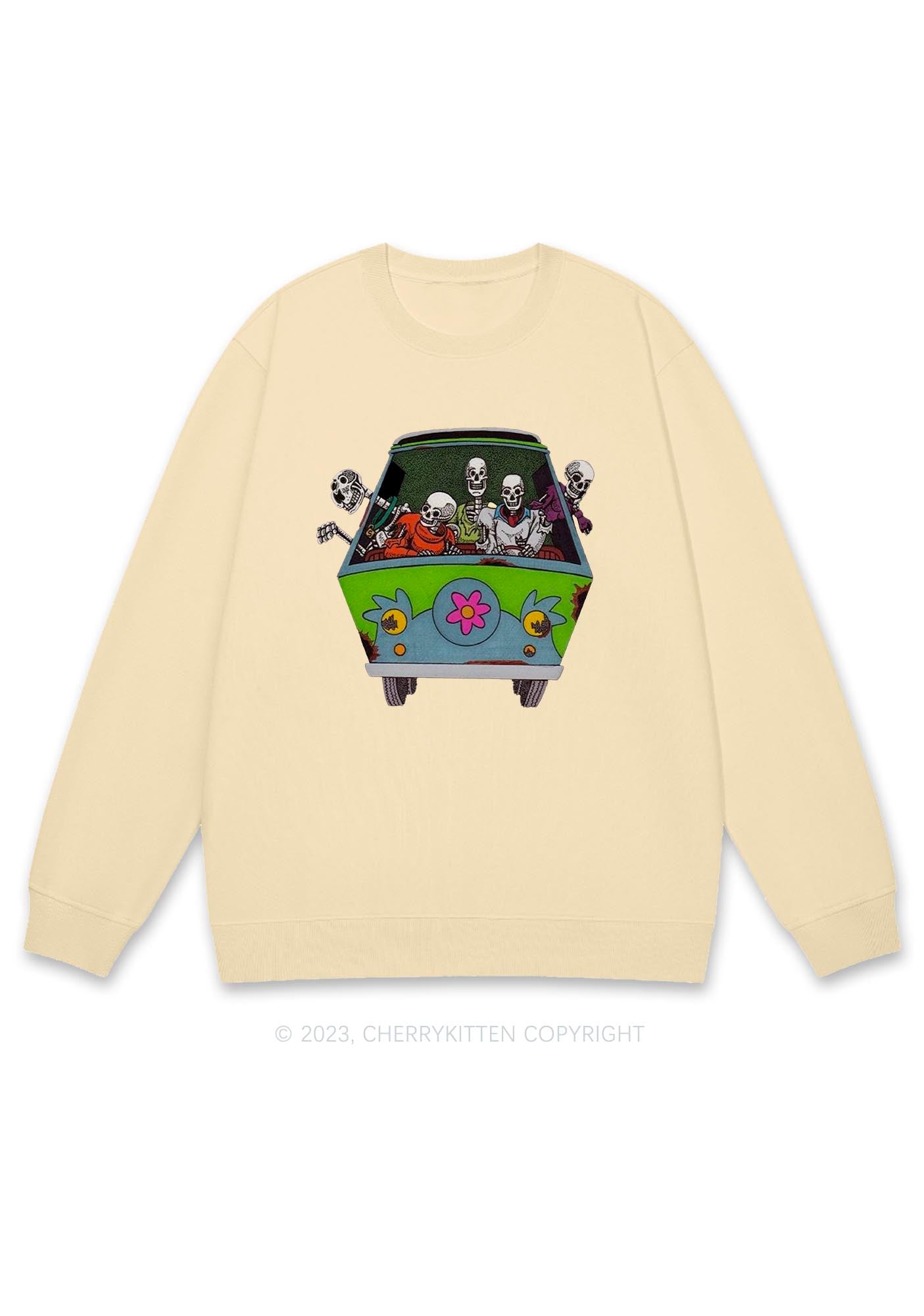 Skeletons Driving Halloween Y2K Sweatshirt Cherrykitten