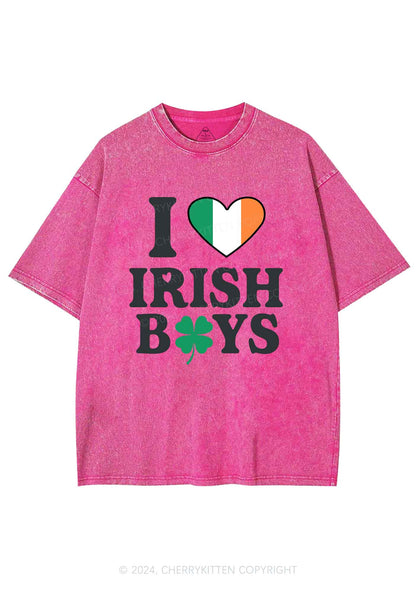 Irish Boy Shamrock St Patricks Y2K Washed Tee Cherrykitten