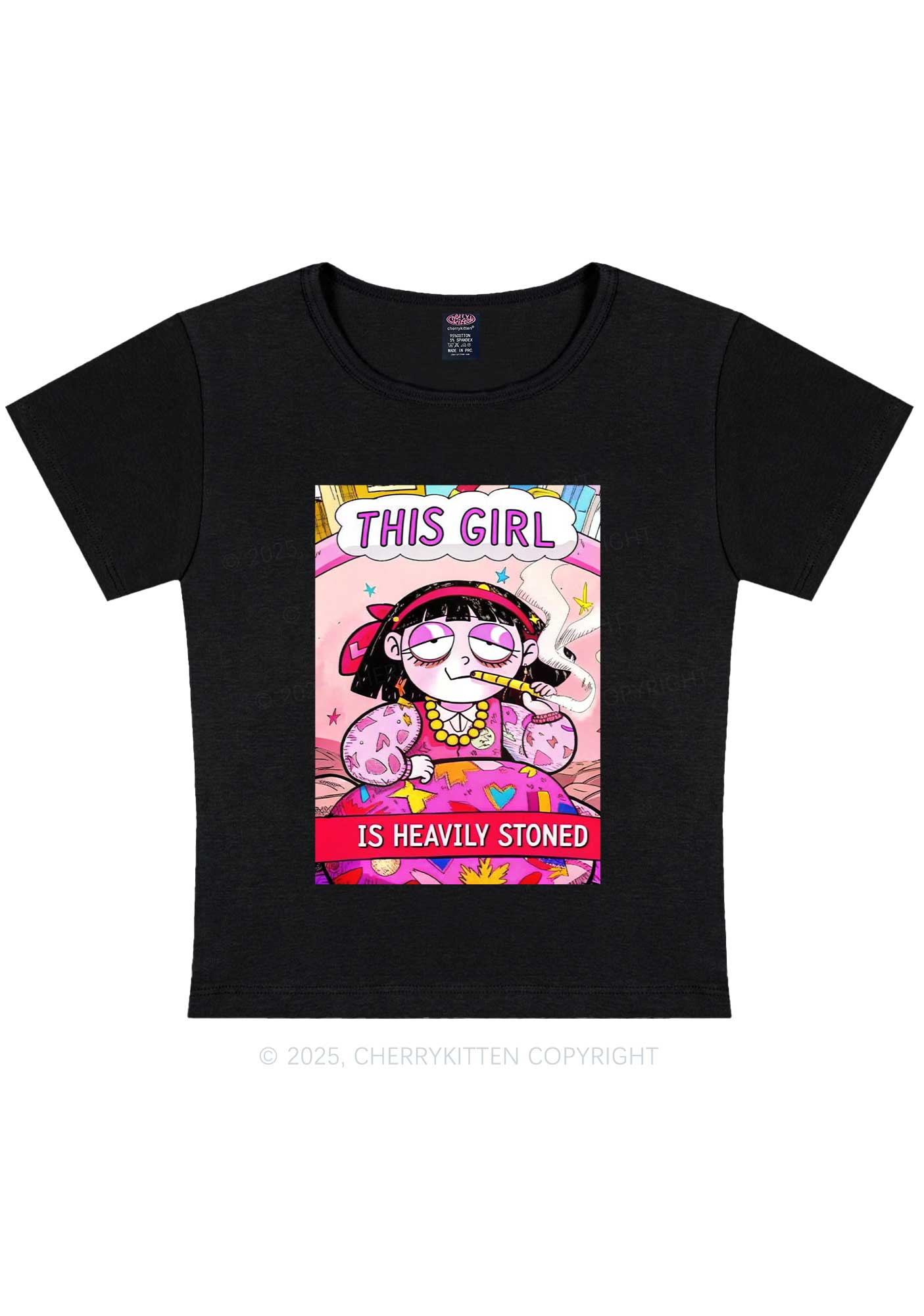 This Girl Is Heavily Stoned Y2K Baby Tee Cherrykitten