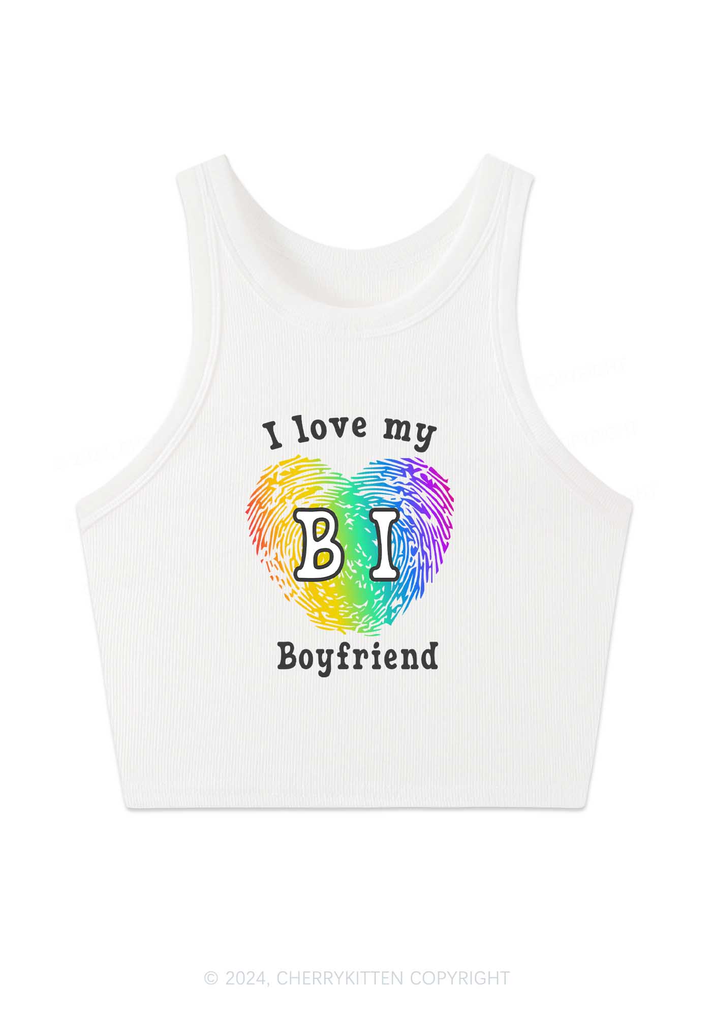 Love My Bi Boyfriend Y2K Crop Tank Top Cherrykitten