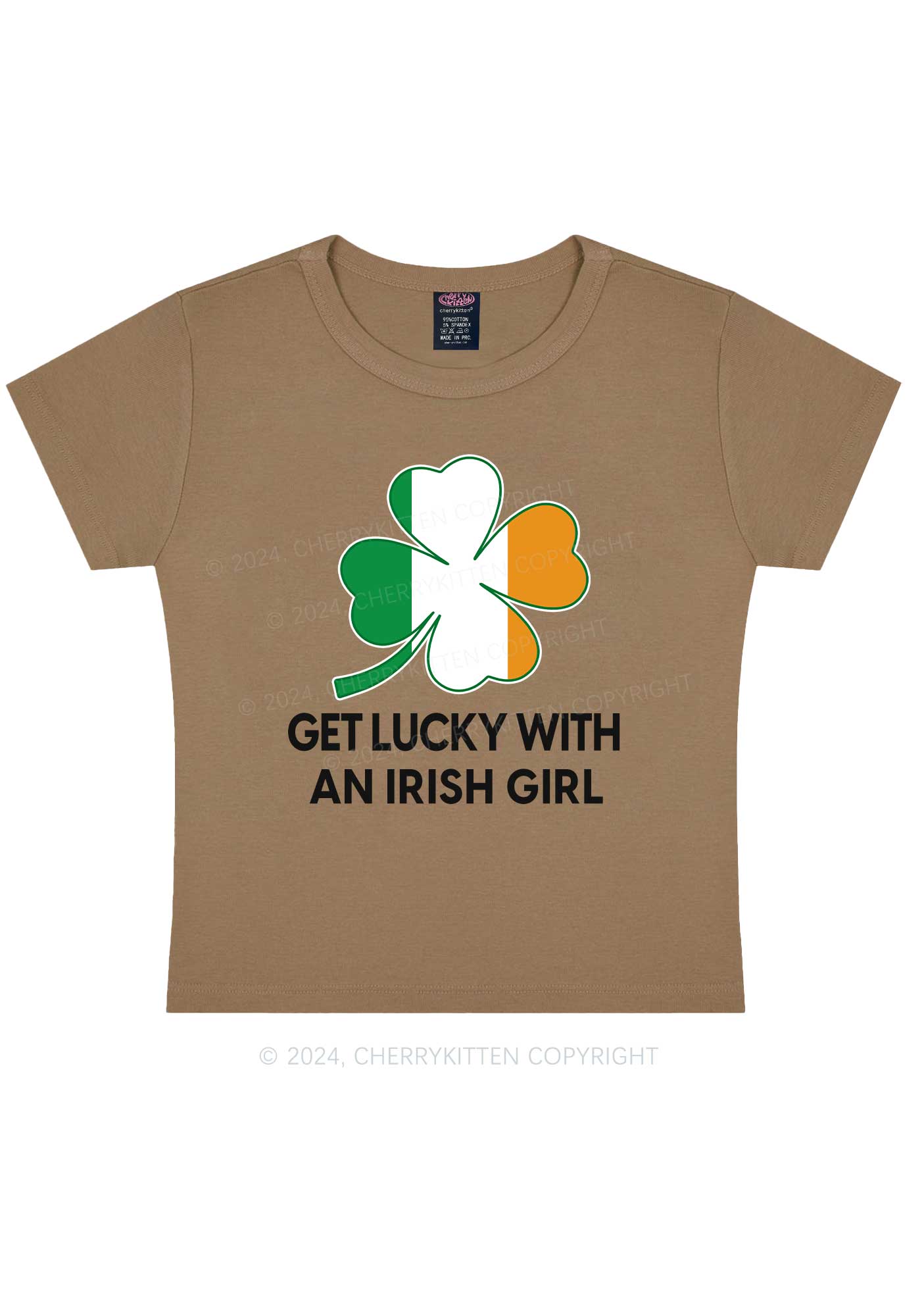 Get Lucky Irish Girl St Patricks Y2K Baby Tee Cherrykitten