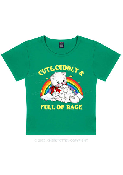 Cuddly Cat Full Of Rage Y2K Baby Tee Cherrykitten