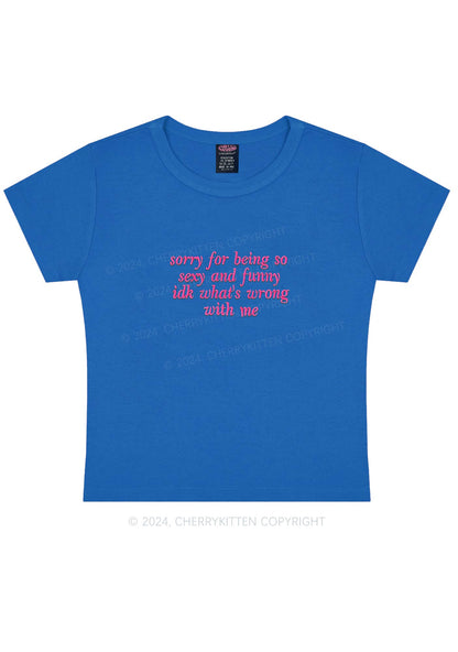 Embroidered Sorry For Being So Funny Y2K Baby Tee Cherrykitten