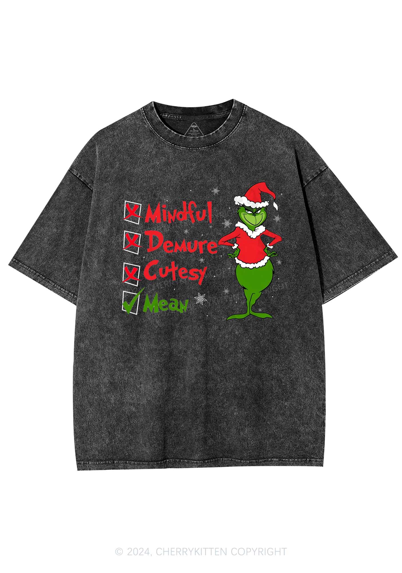 Christmas Mean Guy Y2K Washed Tee Cherrykitten