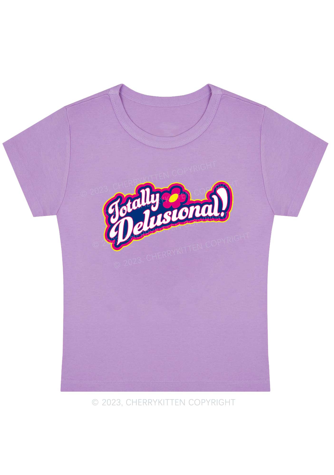 Totally Delusional Y2K Baby Tee Cherrykitten