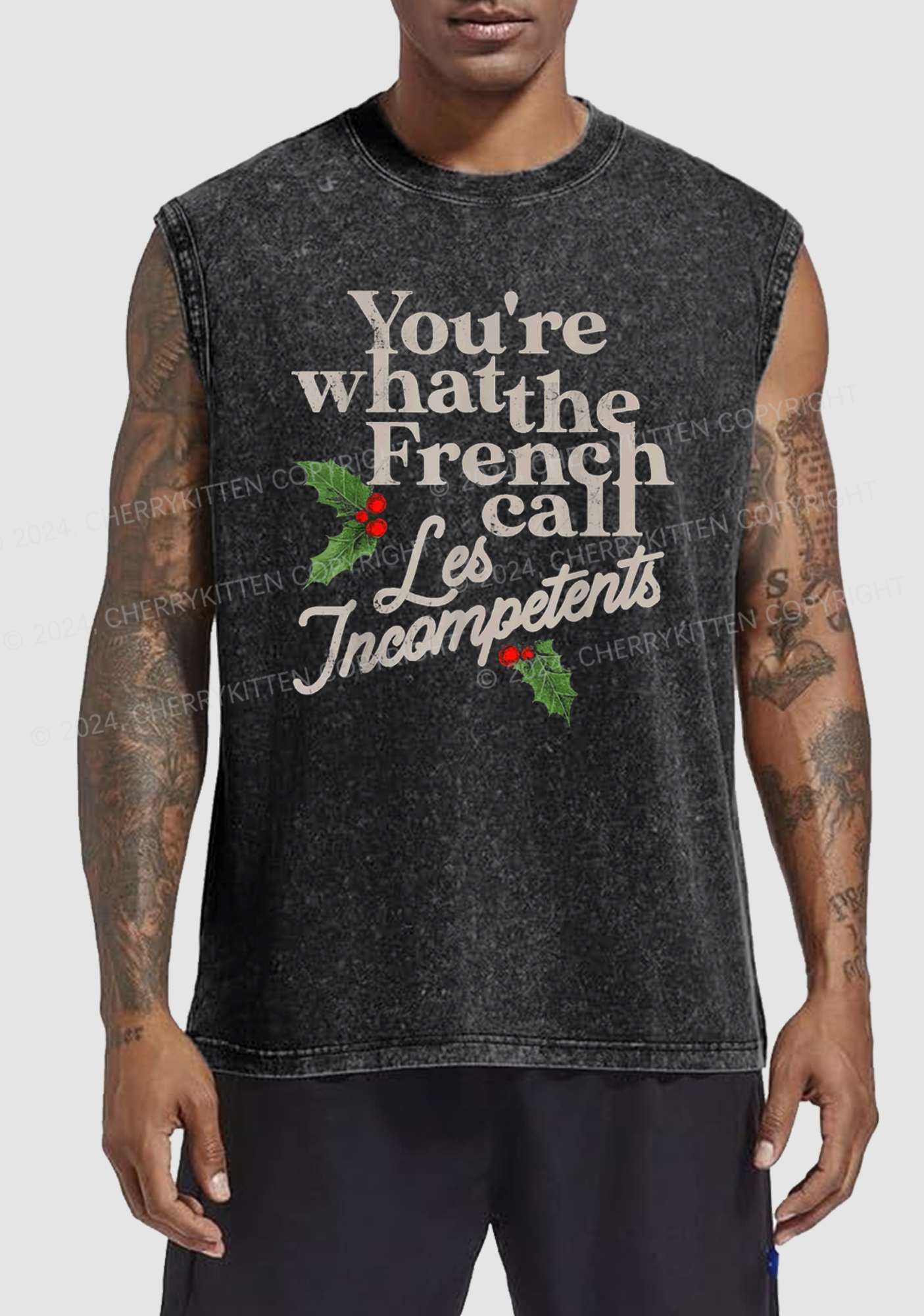 Christmas Les Incompetent Y2K Washed Tank Cherrykitten