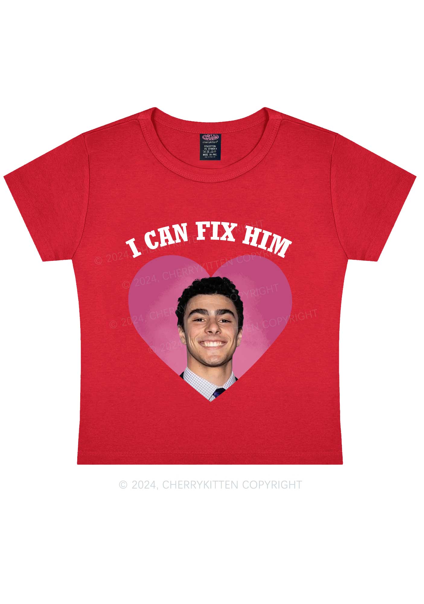 Fix Him Luigi Heart Y2K Baby Tee Cherrykitten