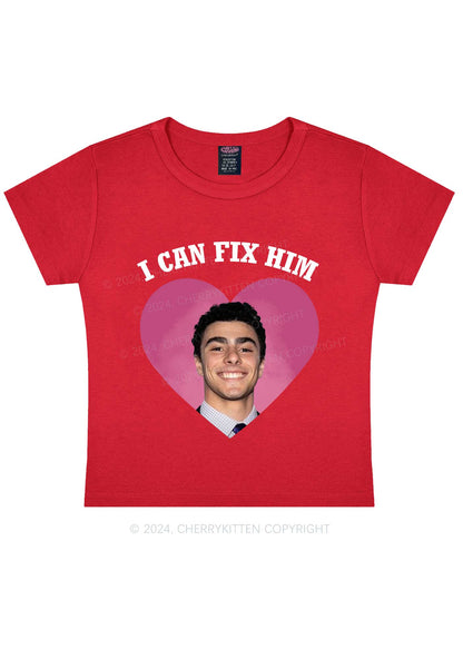 Fix Him Luigi Heart Y2K Baby Tee Cherrykitten