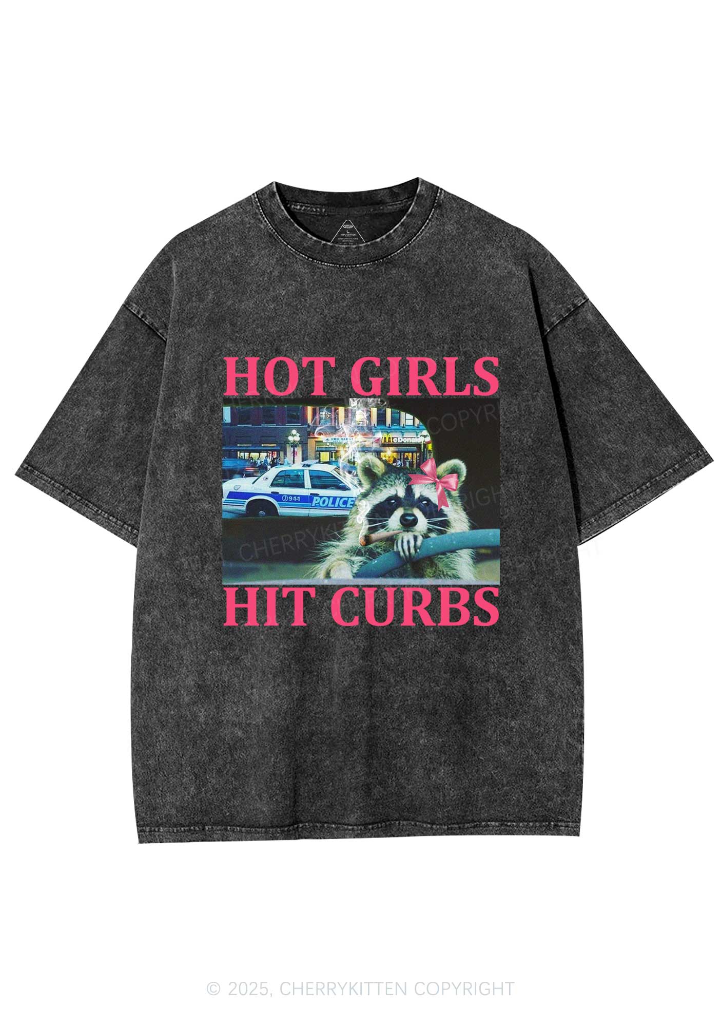 Hot Girls Hit Curbs Y2K Washed Tee Cherrykitten