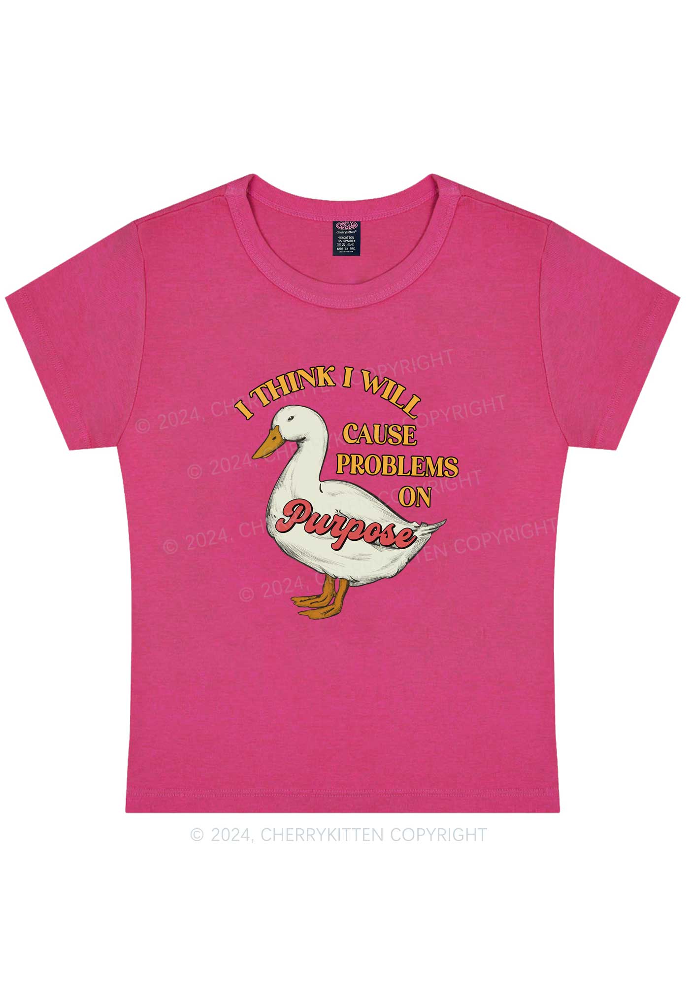 Curvy Cause Problems On Purpose Y2K Baby Tee Cherrykitten