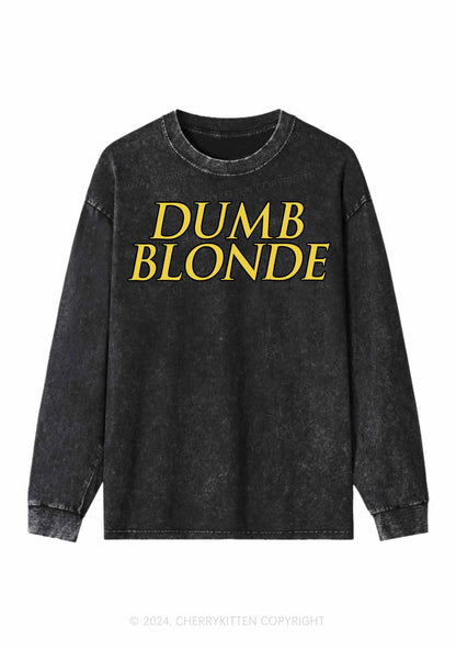 Dumb Blonde Y2K Washed Long Sleeves Cherrykitten