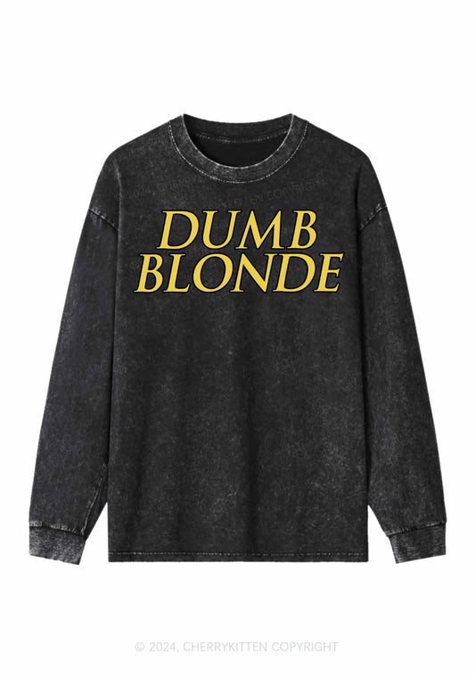 Dumb Blonde Y2K Washed Long Sleeves Cherrykitten