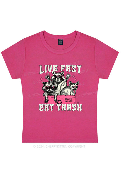 Curvy Live Fast Eat Trash Y2K Baby Tee Cherrykitten