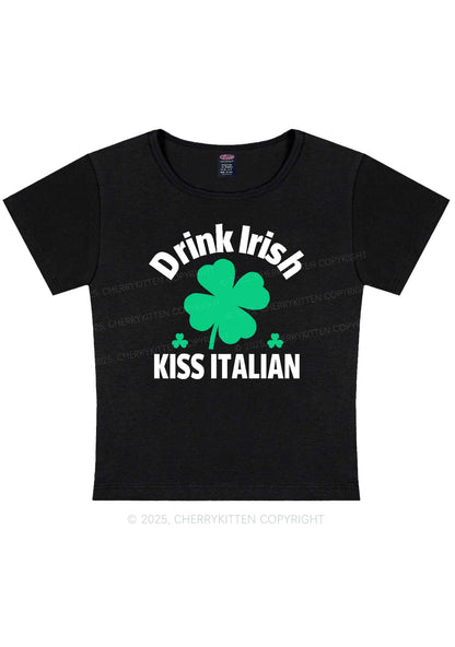 Drink Irish Kiss Italian St Patricks Y2K Baby Tee Cherrykitten