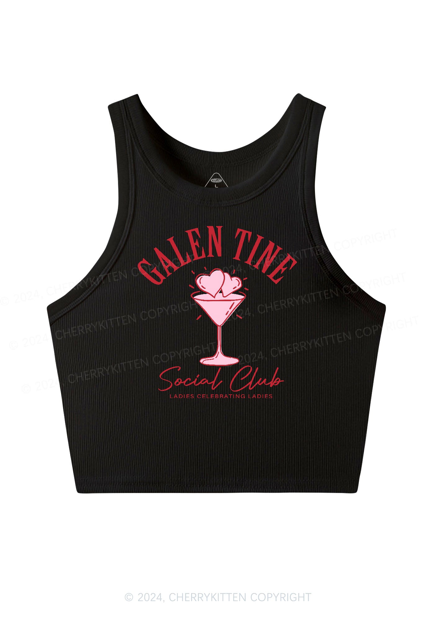 Galentine Social Club Y2K Valentine's Day Crop Tank Top Cherrykitten