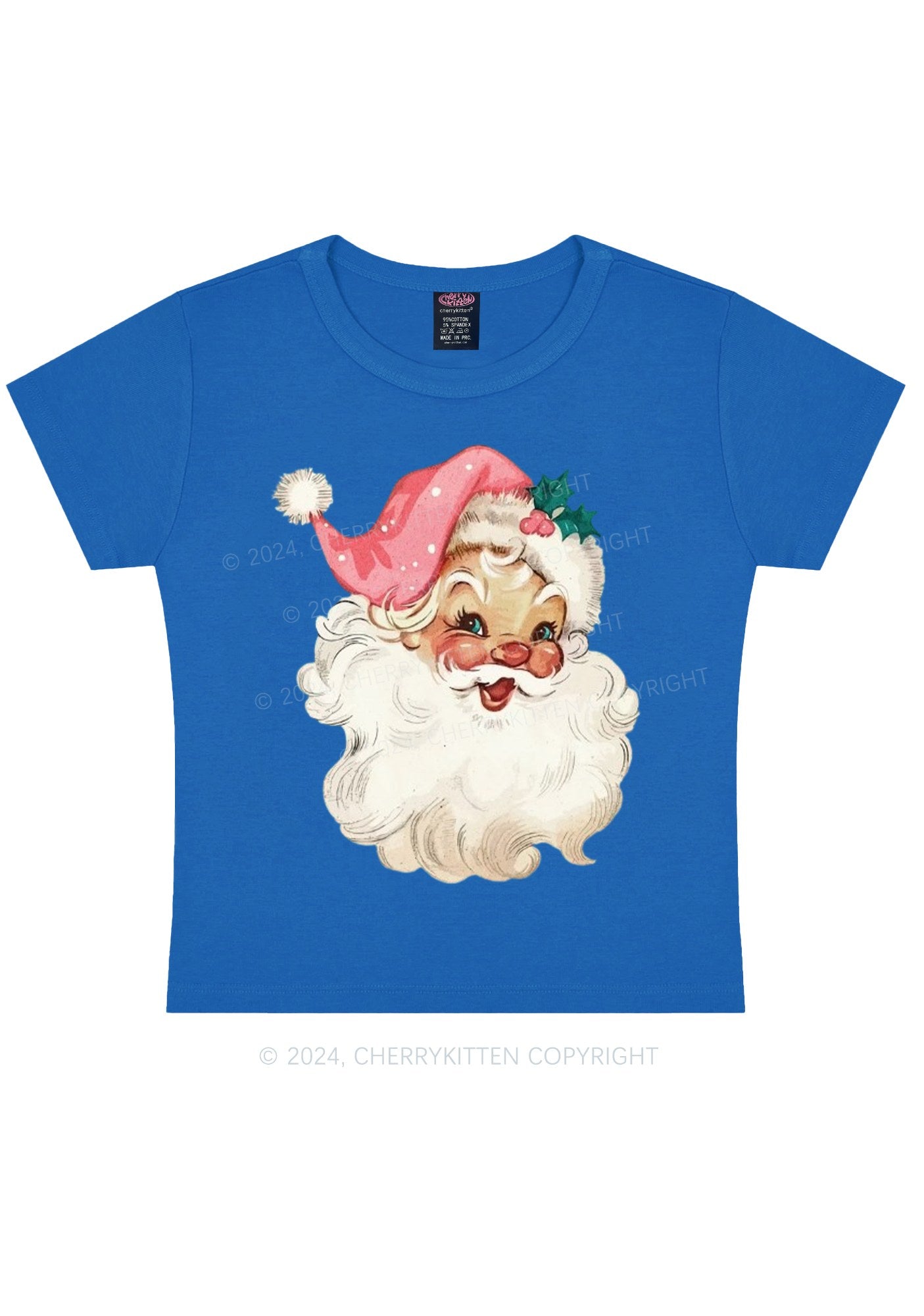 Christmas Pink Santa Y2K Baby Tee Cherrykitten