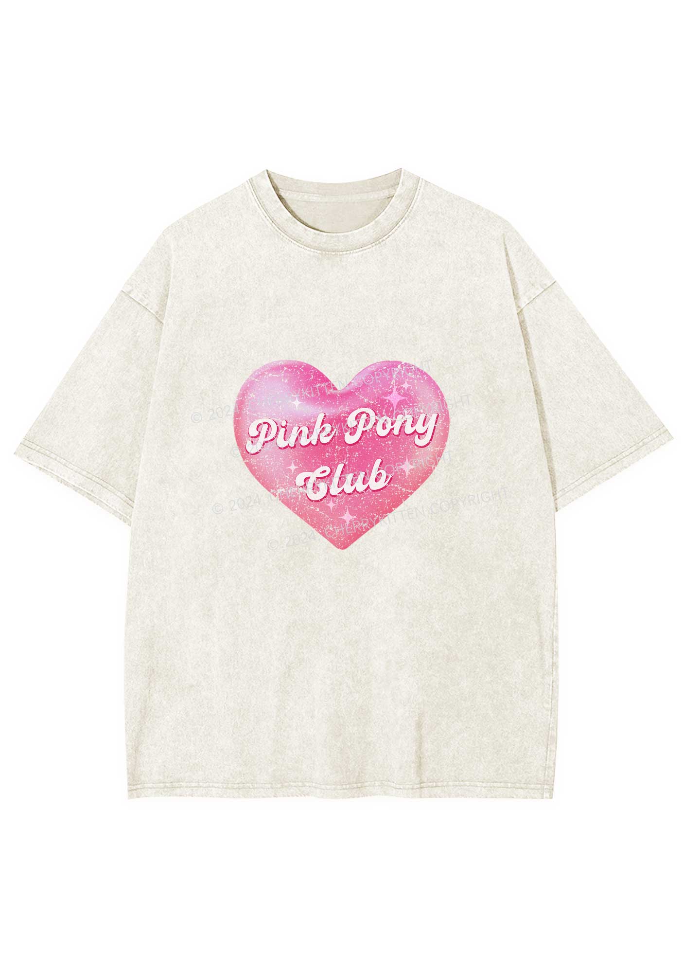 Pink Heart Pony Club Y2K Washed Tee Cherrykitten