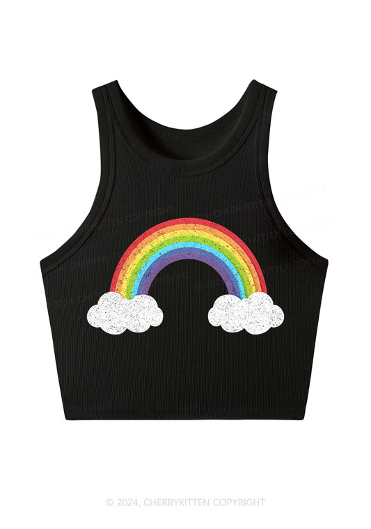 Rainbow Cloud Y2K Crop Tank Top Cherrykitten