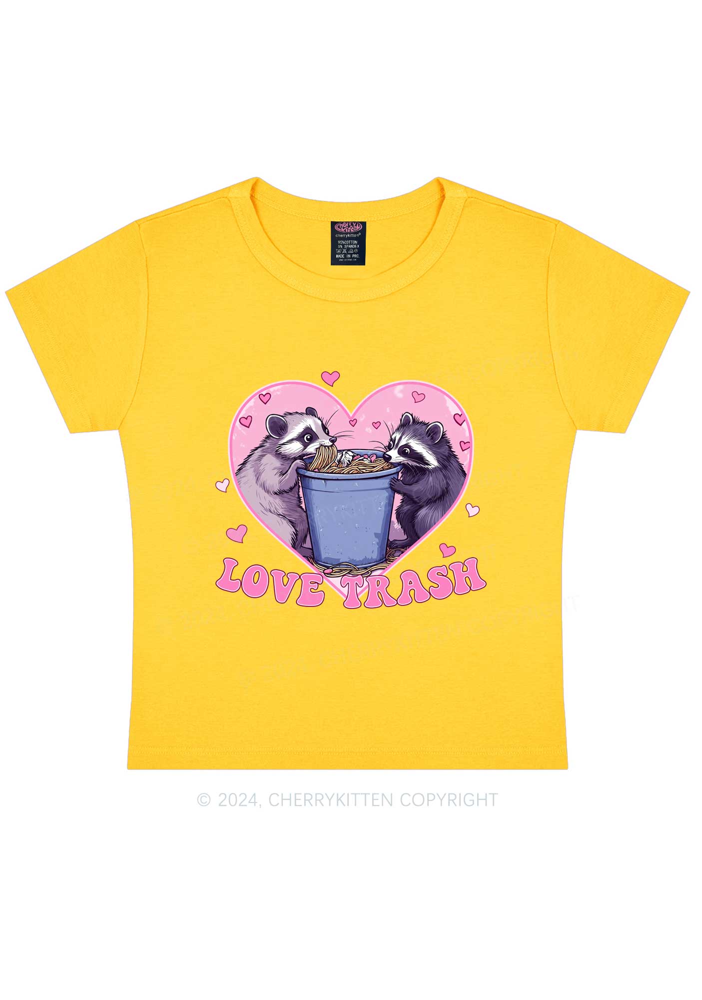 Love Trash Raccoon Y2K Valentine's Day Baby Tee Cherrykitten