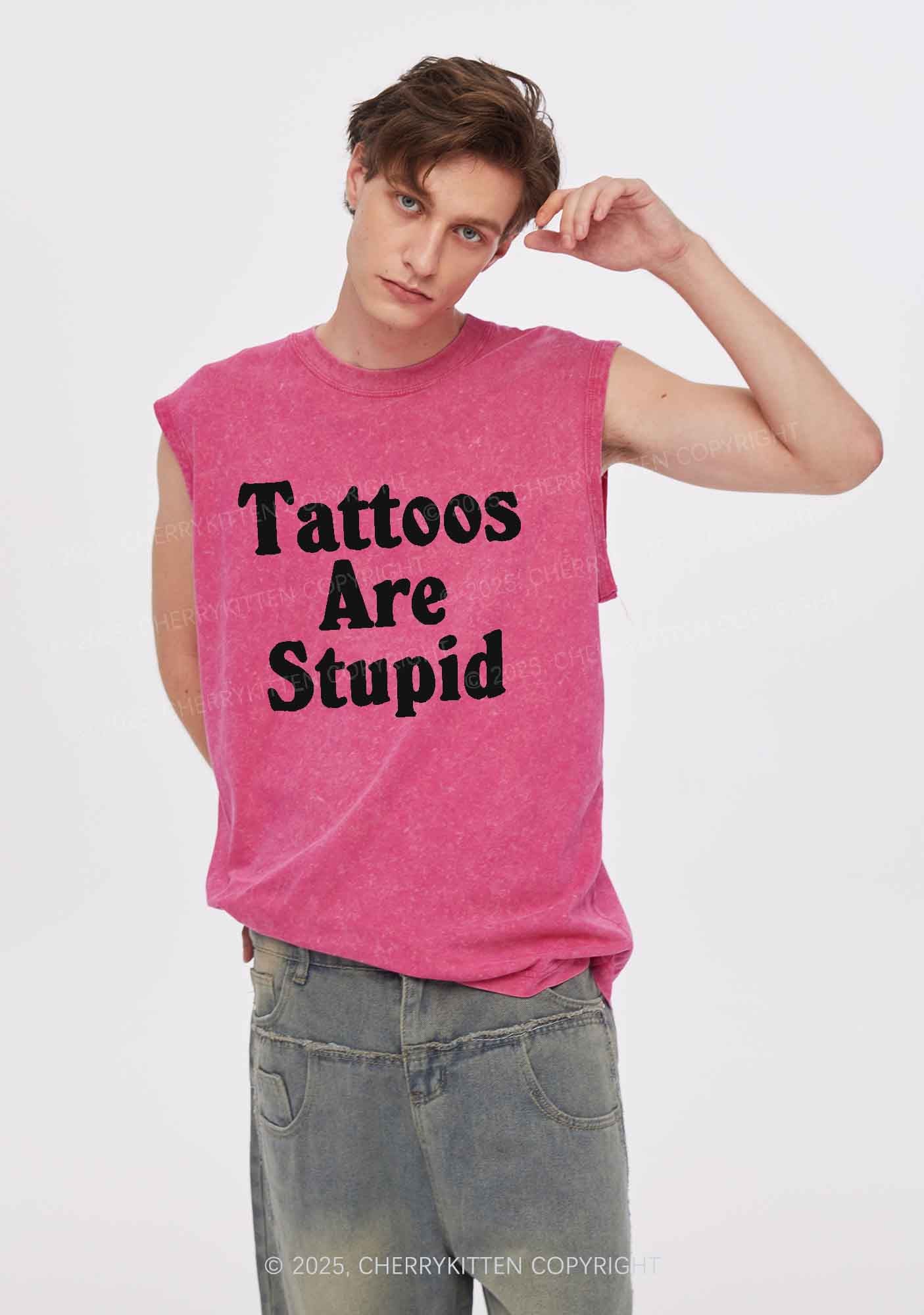 Tattoos Are Stupid Y2K Washed Tank Cherrykitten