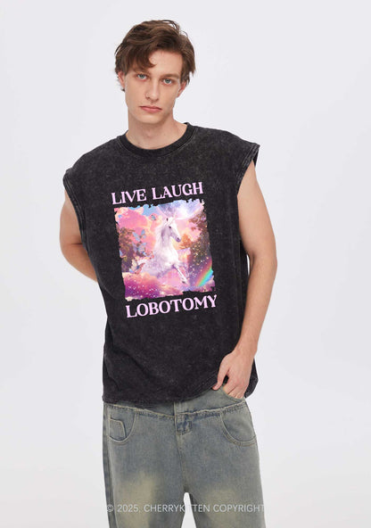 Live Laugh Lobotomy Unicorn Y2K Washed Tank Cherrykitten