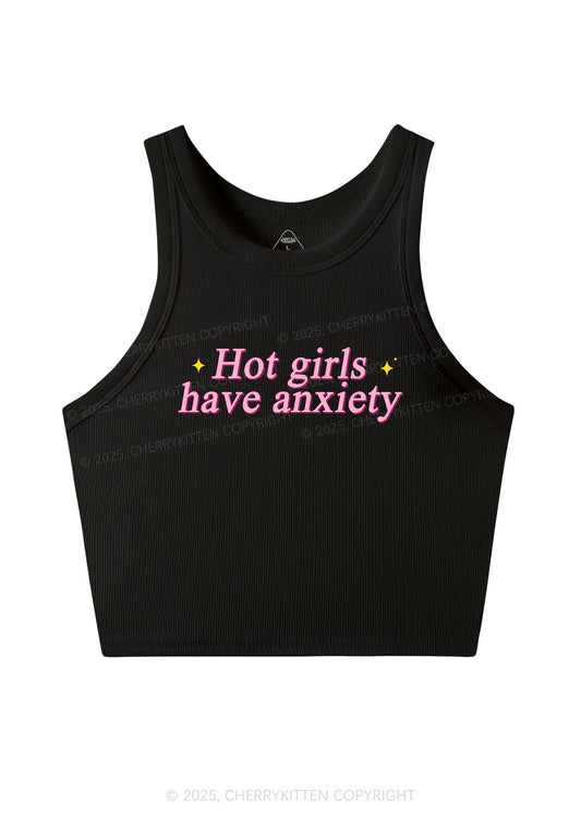 Hot Girls Anxiety Y2K Crop Tank Top Cherrykitten