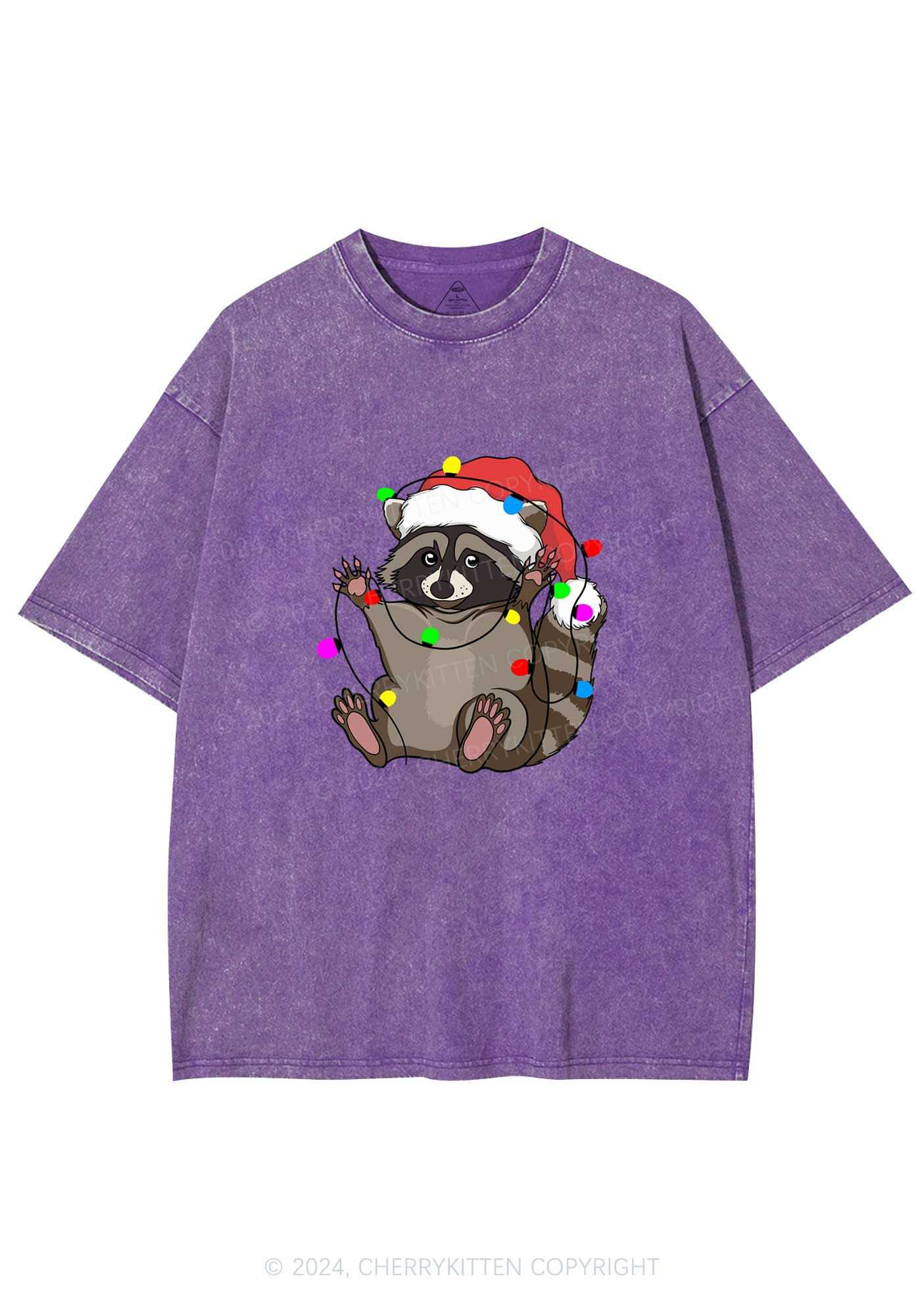 Christmas Raccoon Y2K Washed Tee Cherrykitten