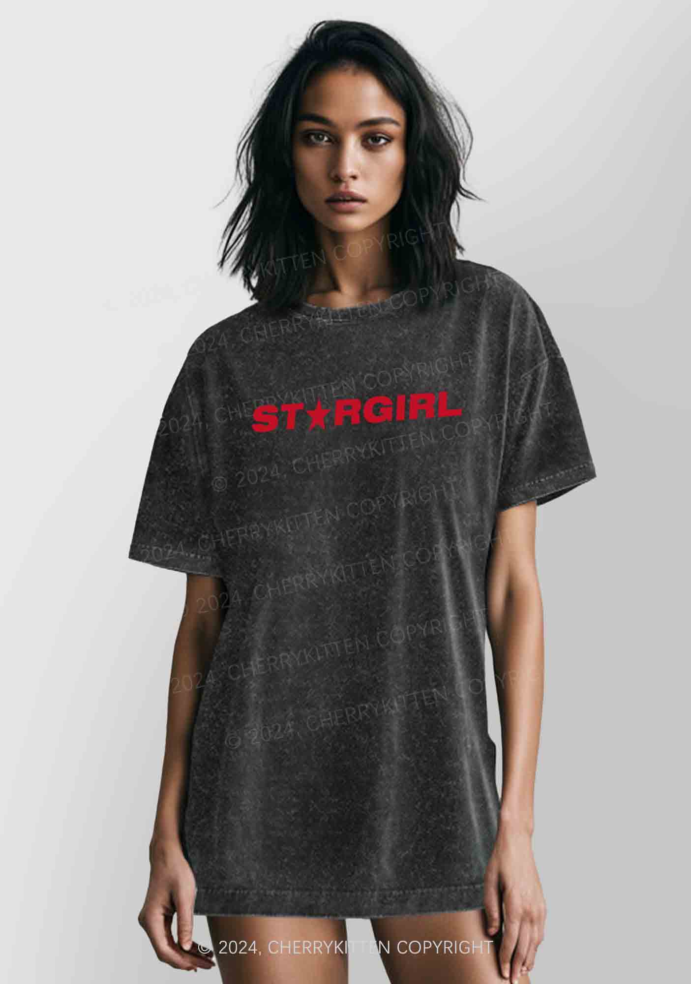 Red Stargirl Y2K Washed Tee Cherrykitten