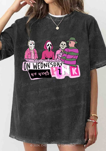 Halloween On Wednesday We Wear Pink Y2K Washed Tee Cherrykitten