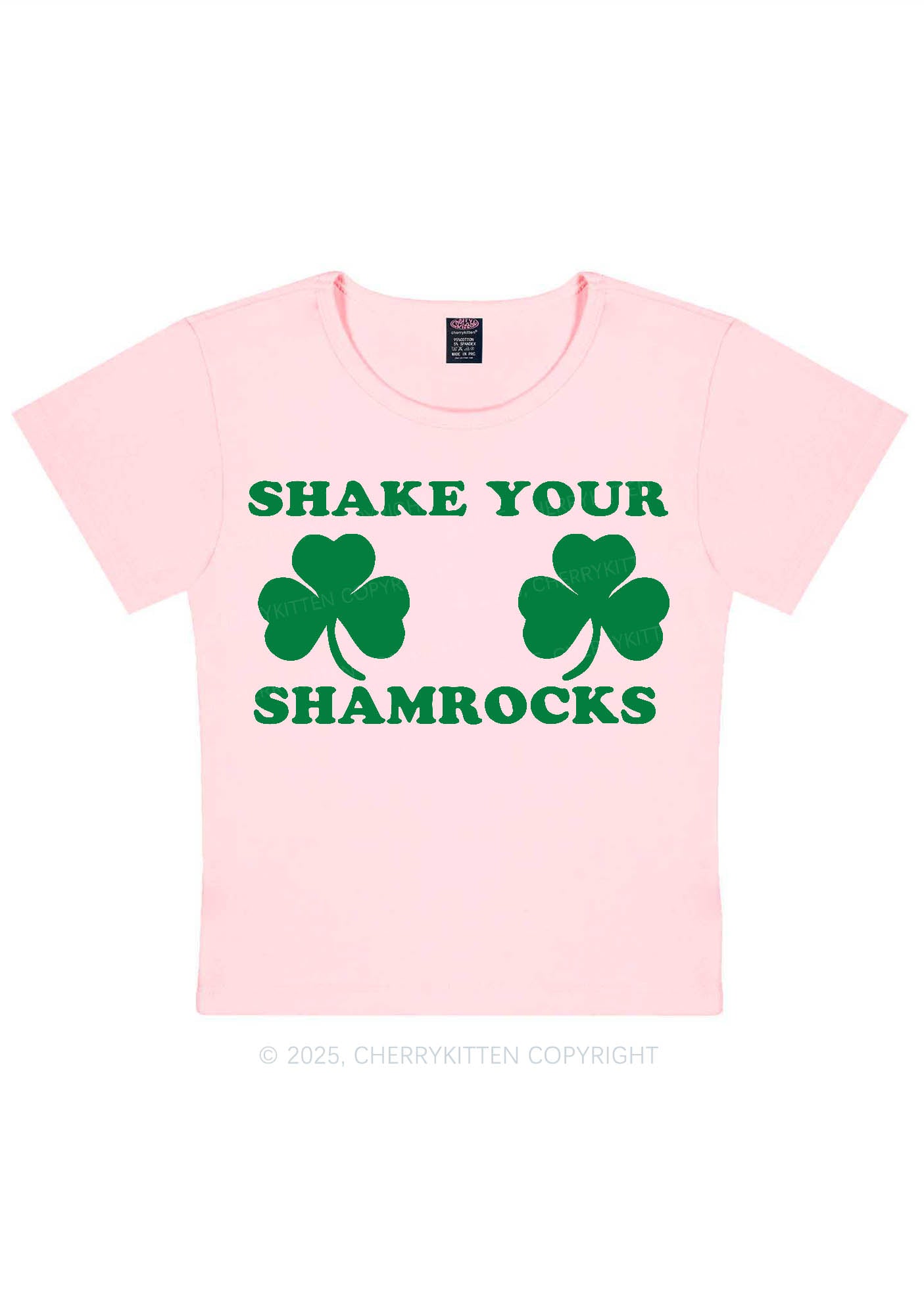 Shake Your Shamrocks St Patricks Y2K Baby Tee Cherrykitten