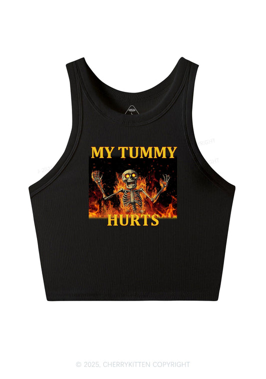 Skeleton Tummy Hurts Y2K Crop Tank Top Cherrykitten