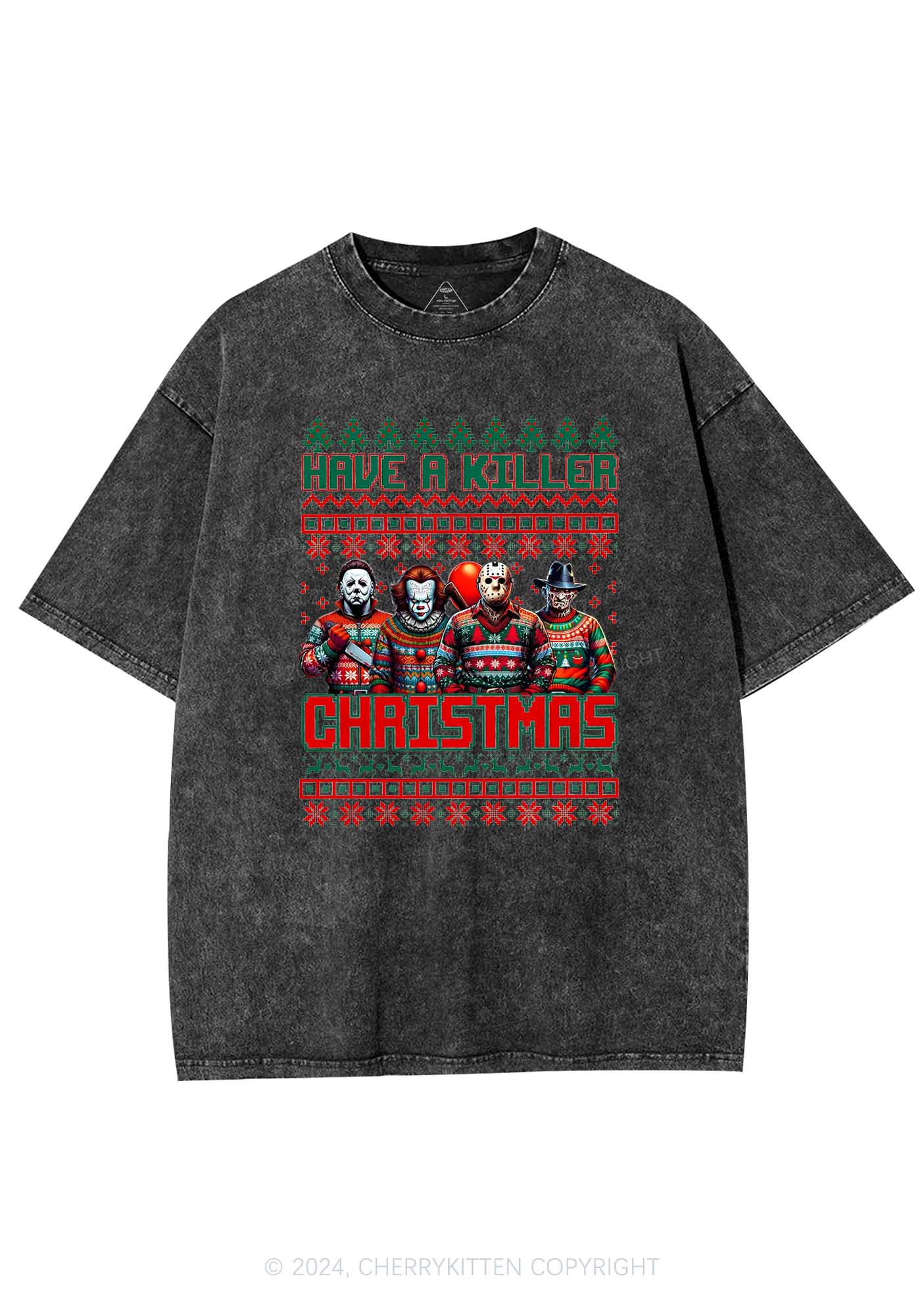 Christmas Have A Killer Y2K Washed Tee Cherrykitten