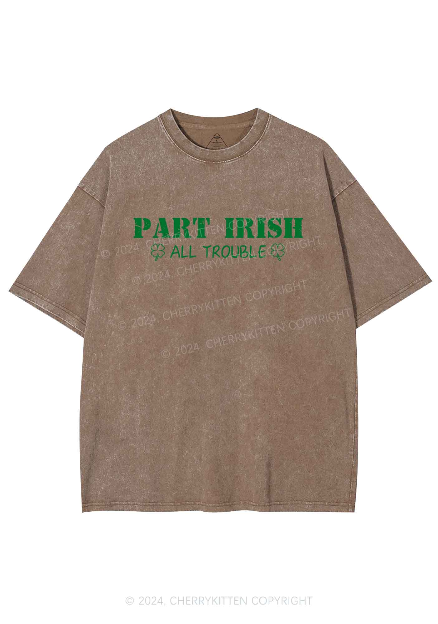 Part Irish All Trouble St Patricks Y2K Washed Tee Cherrykitten