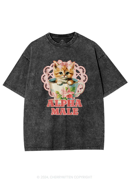 Alpha Male Cup Kitten Y2K Washed Tee Cherrykitten