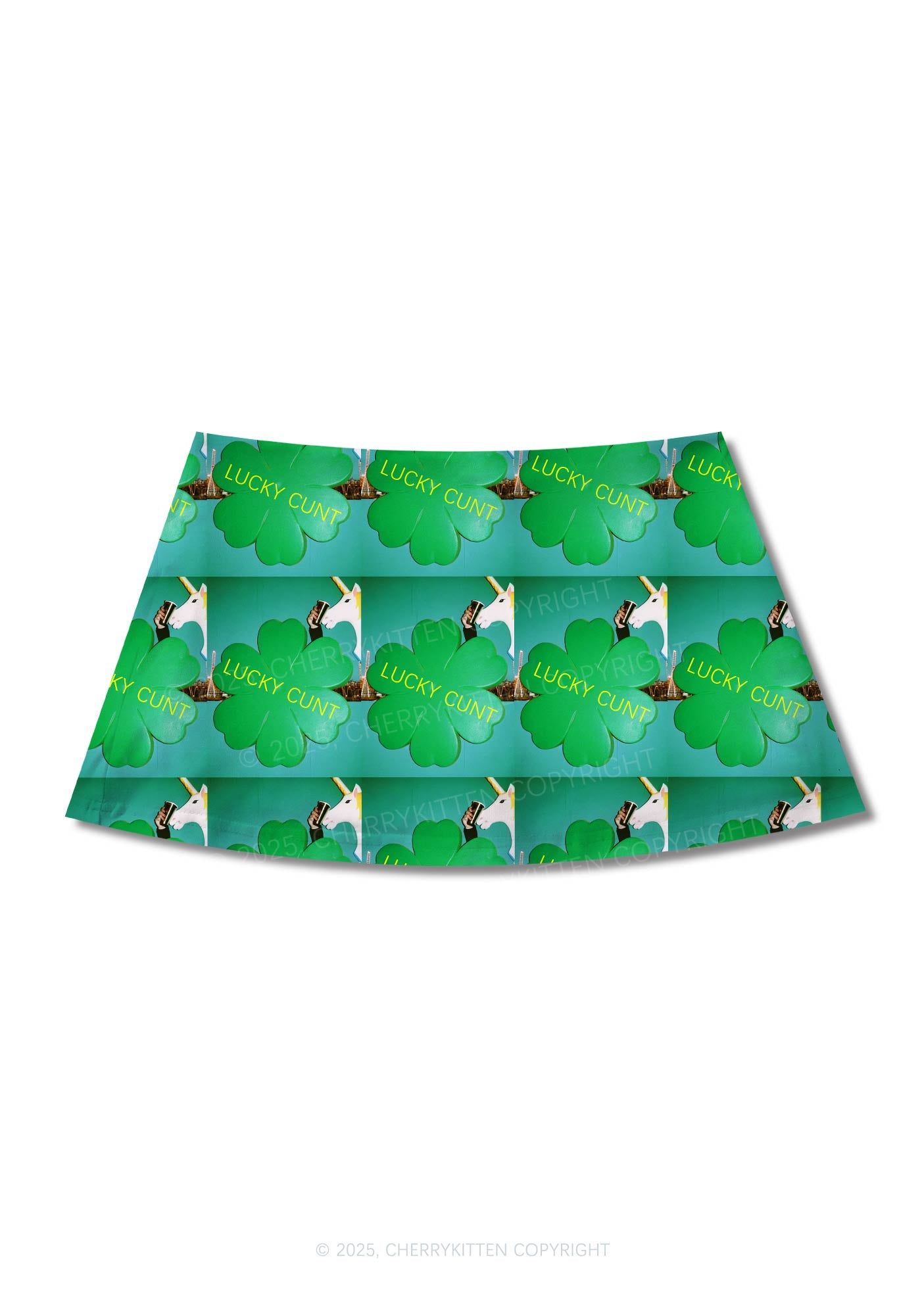 Lucky Cxxt St Patricks Y2K Print Mini Skirt Cherrykitten