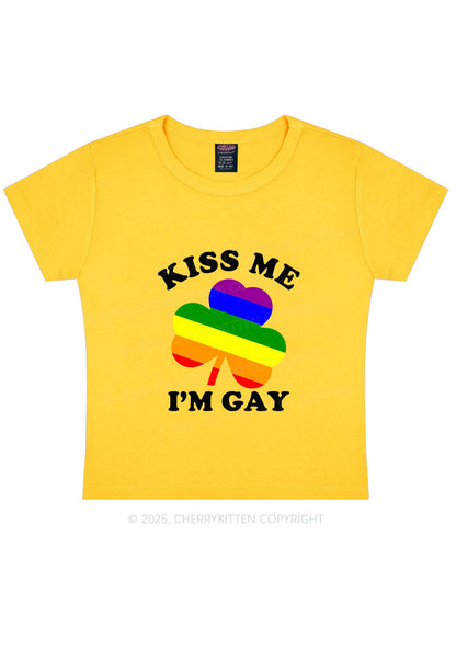 Kiss Me Im Gay St Patricks Y2K Baby Tee Cherrykitten