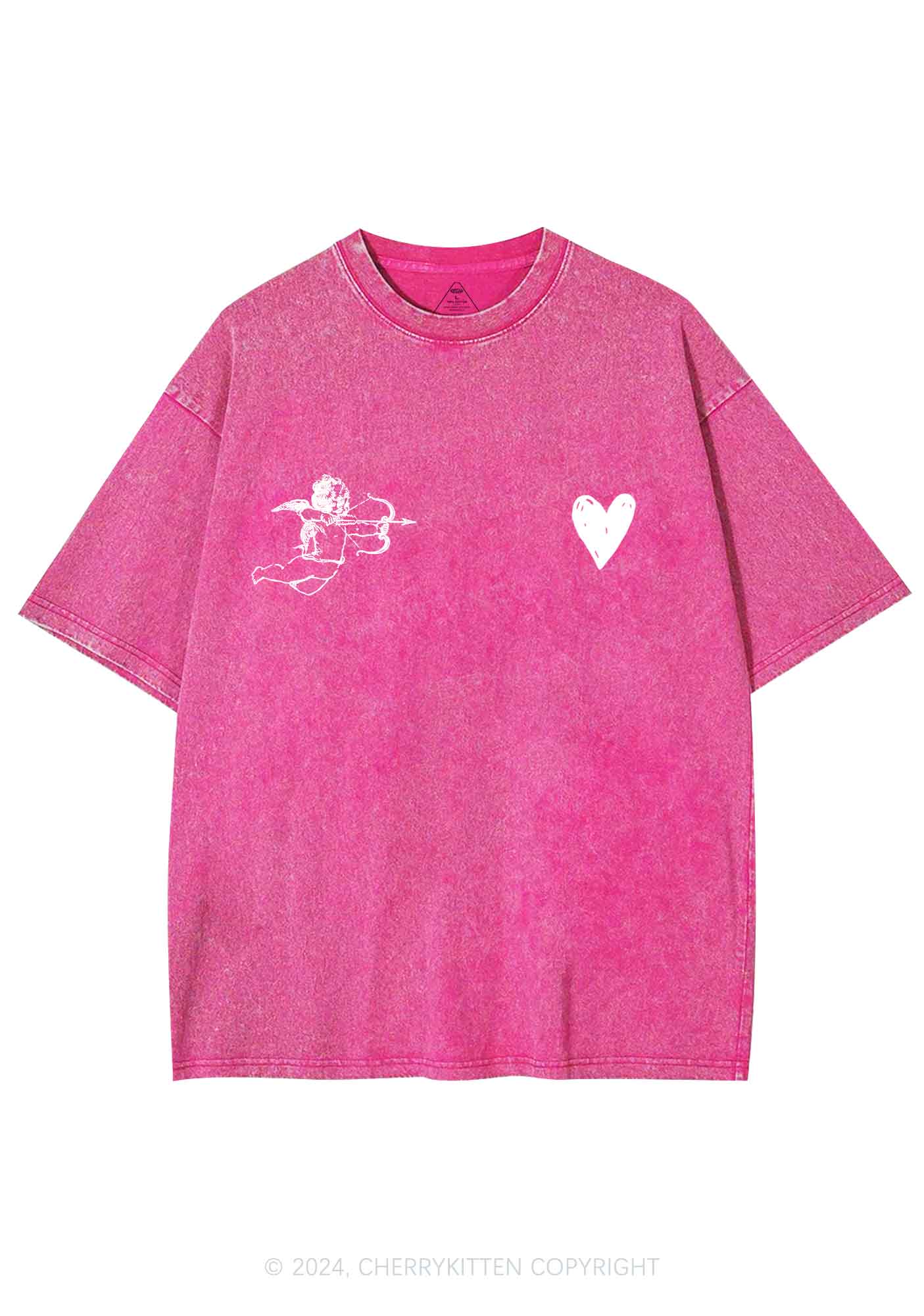 Cupid Red Heart Y2K Valentine's Day Washed Tee Cherrykitten