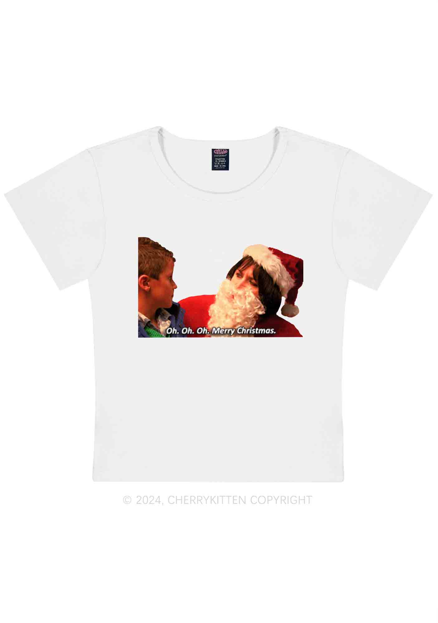 Oh Merry Christmas Y2K Baby Tee Cherrykitten